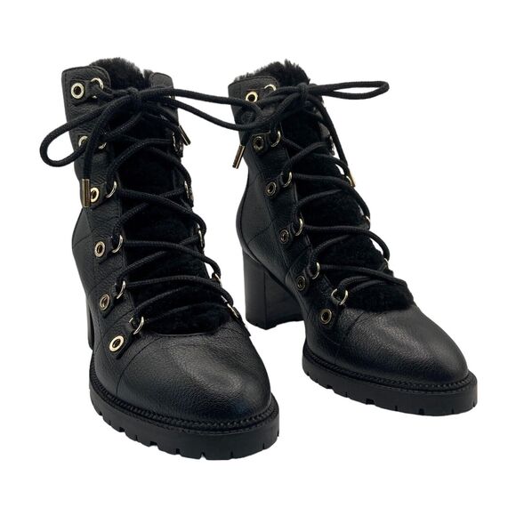 Jimmy Choo Hillary 65 Leather Heeled Shearling Ankle Boots Size 39 US 9 - Picture 2 of 12